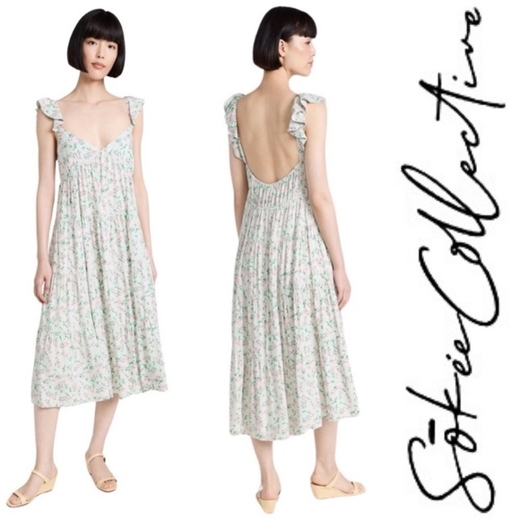 Anthropologie Dresses & Skirts - Anthropologie Sokee Collective Floral Pink and Green Dress